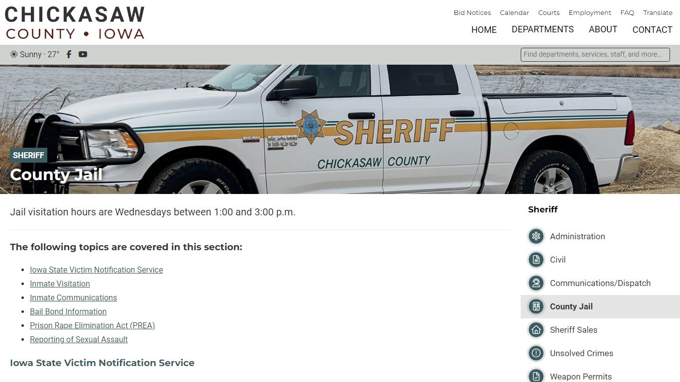 County Jail - Sheriff - Chickasaw County Government - Iowa