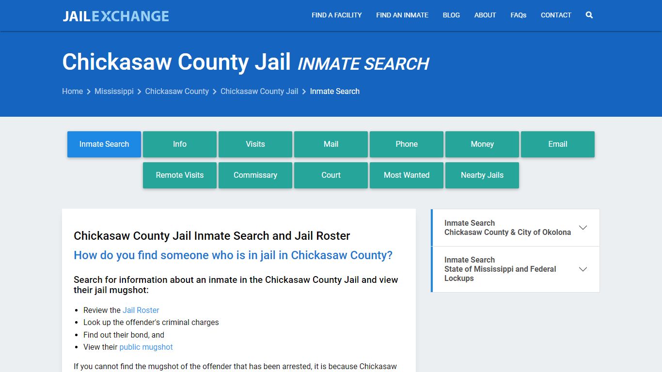 Inmate Search: Roster & Mugshots - Chickasaw County Jail, MS