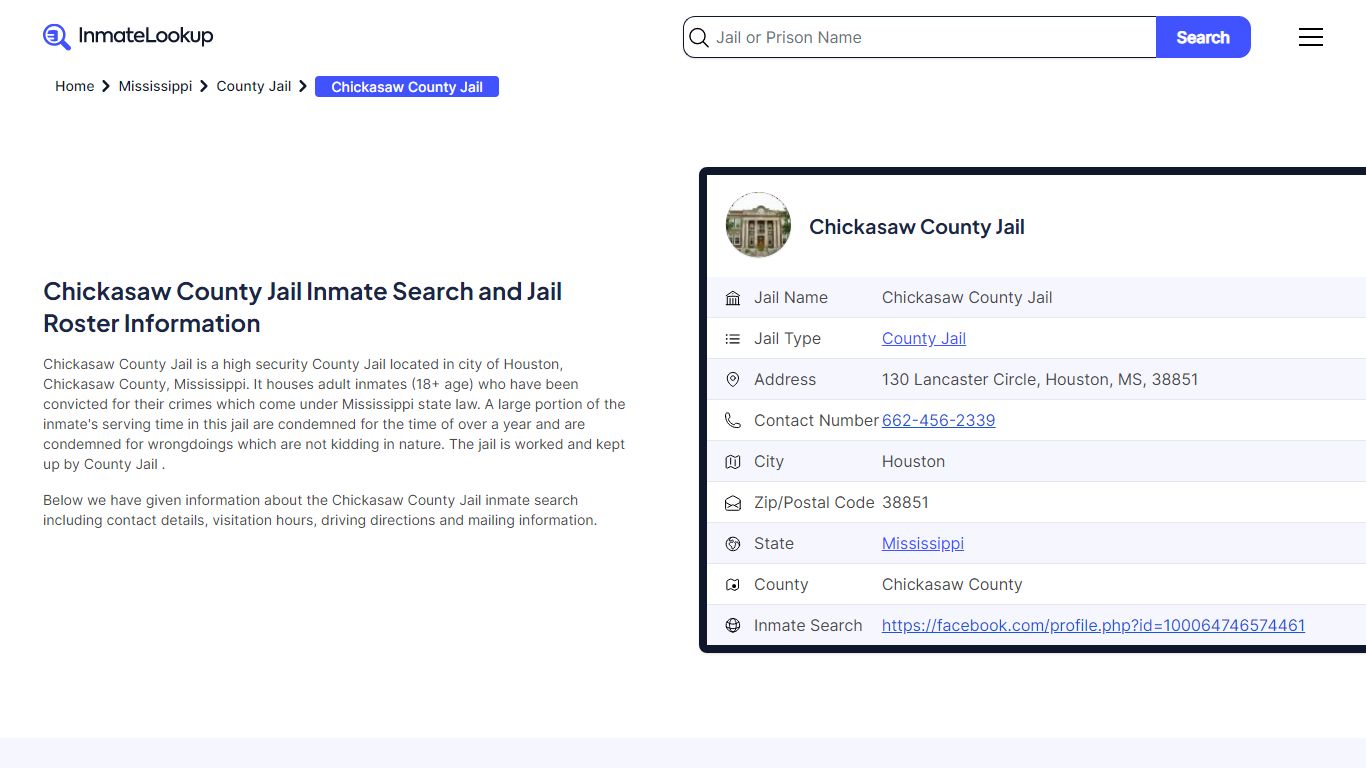 Chickasaw County Jail Inmate Search, Jail Roster, Bookings, Arrests ...